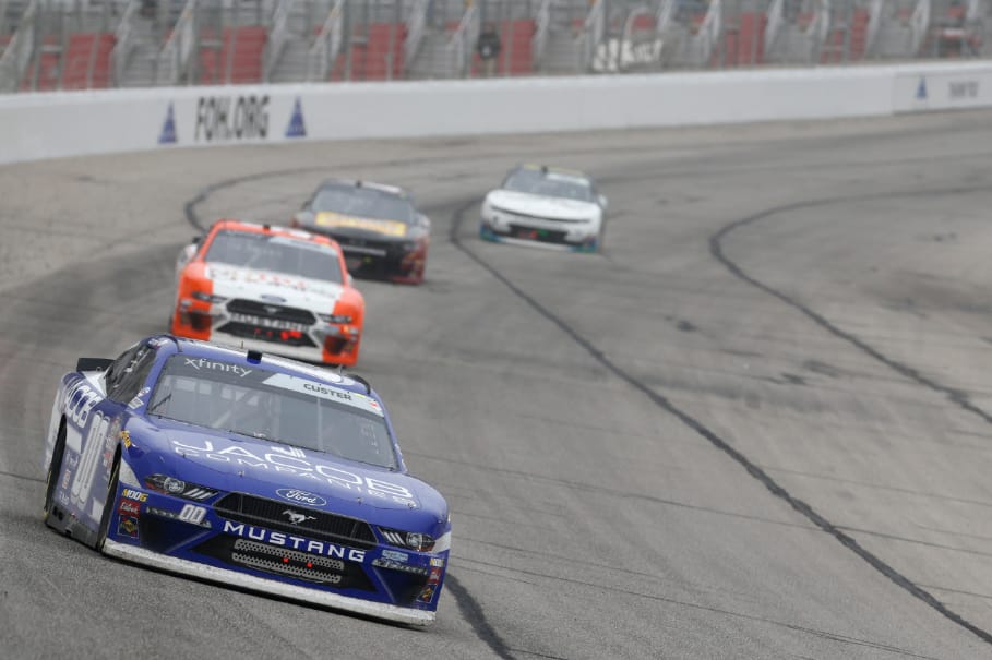 Stewart-Haas' Cole Custer led the Mustangs in the Xfinity Series in second place. Stewart-Haas' Cole Custer led the Mustangs in the Xfinity Series in second place.